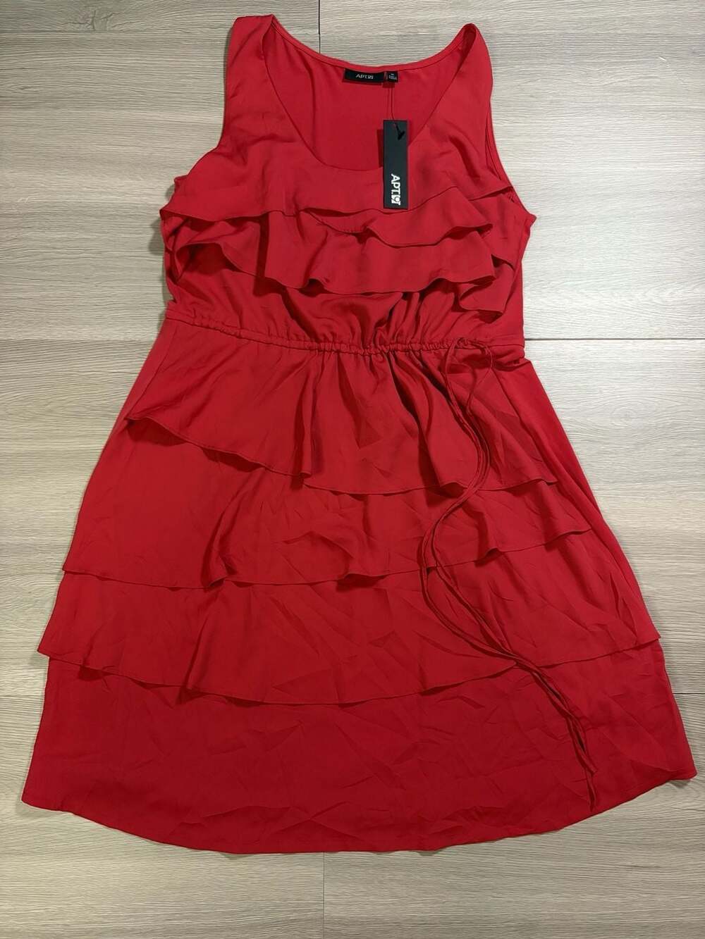 Apt. 9 Red Sleeveless Tiered Ruffle Drawstring Waist Dress